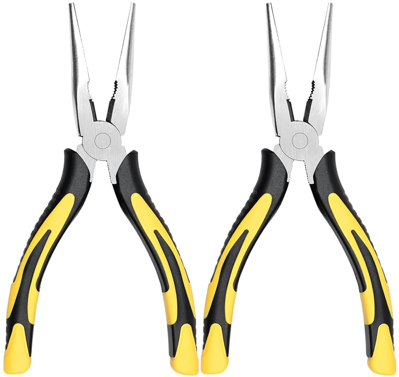 Alicate de Bico Longo com Cortador, Cabo em TPR e 20,3 cm, ZUZUAN, Kit com 2 peças