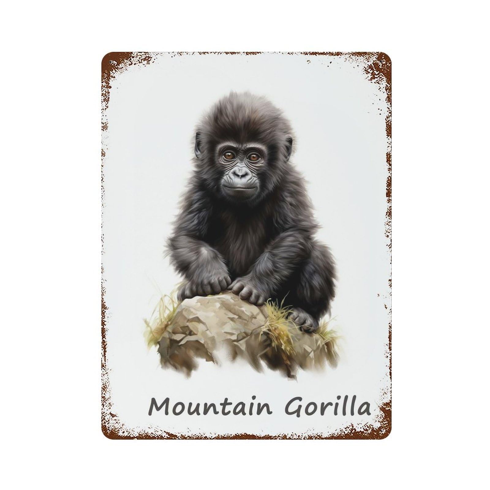 Mountain Gorilla Animal Vintage Metal Tin Sign 15.7"x11.8", Farmhouse Wall Decor for Living Room, Hallway And Home Decor