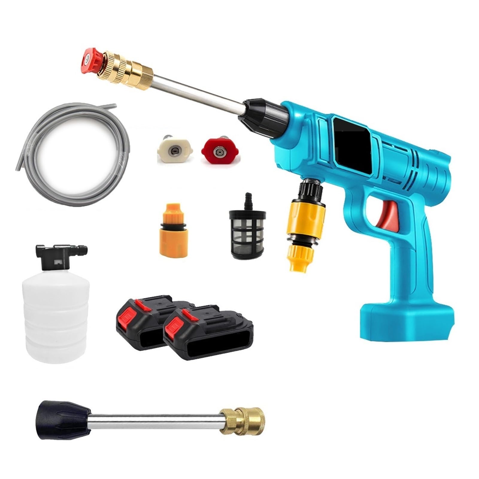 Lavadora De Coche Alta Presión Inalámbrica 18V, Pistola Agua, Portátil, Generador Espuma For Batería Potente Chorro A PresióN