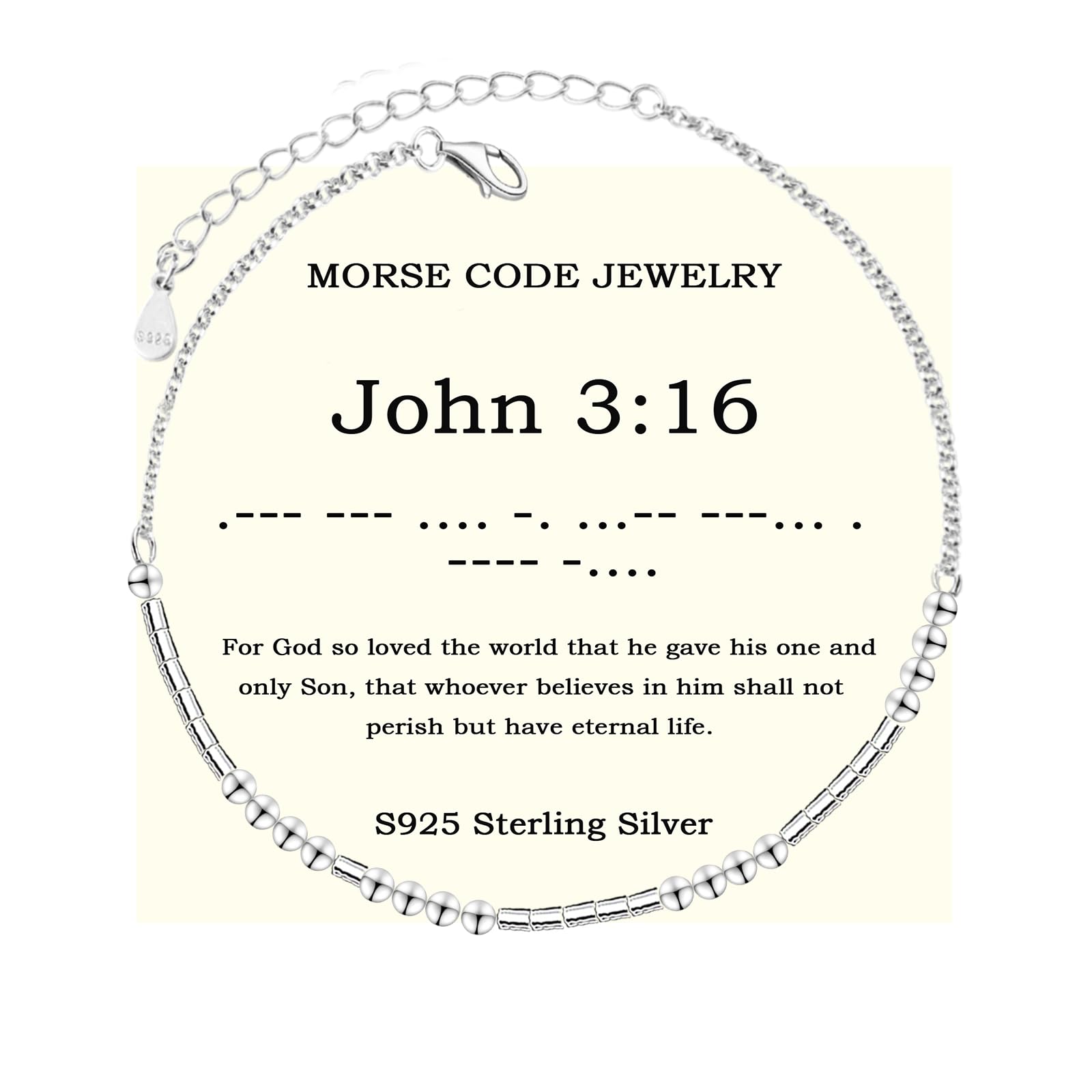 Bible Verse Morse Code Bracelet: S925 Sterling Sliver Scripture Bracelets