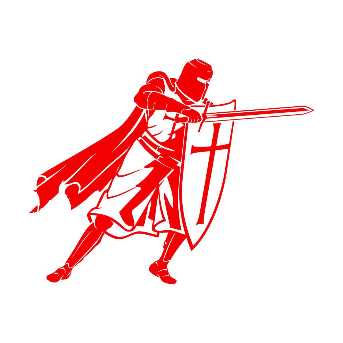 Engraving Stickers Crusader Medieval Knight Shield and Sword Warrior 36x46.5cm Multiple Size Options Small red