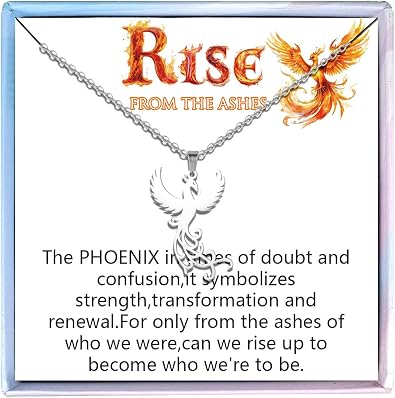MollyQueen Phoenix Necklace Phoenix Pendant Rise from the Ashes Jewelry Gifts for Women Phoenix Jewelry for Women Inspiration Gifts Sliver Phoenix Necklace