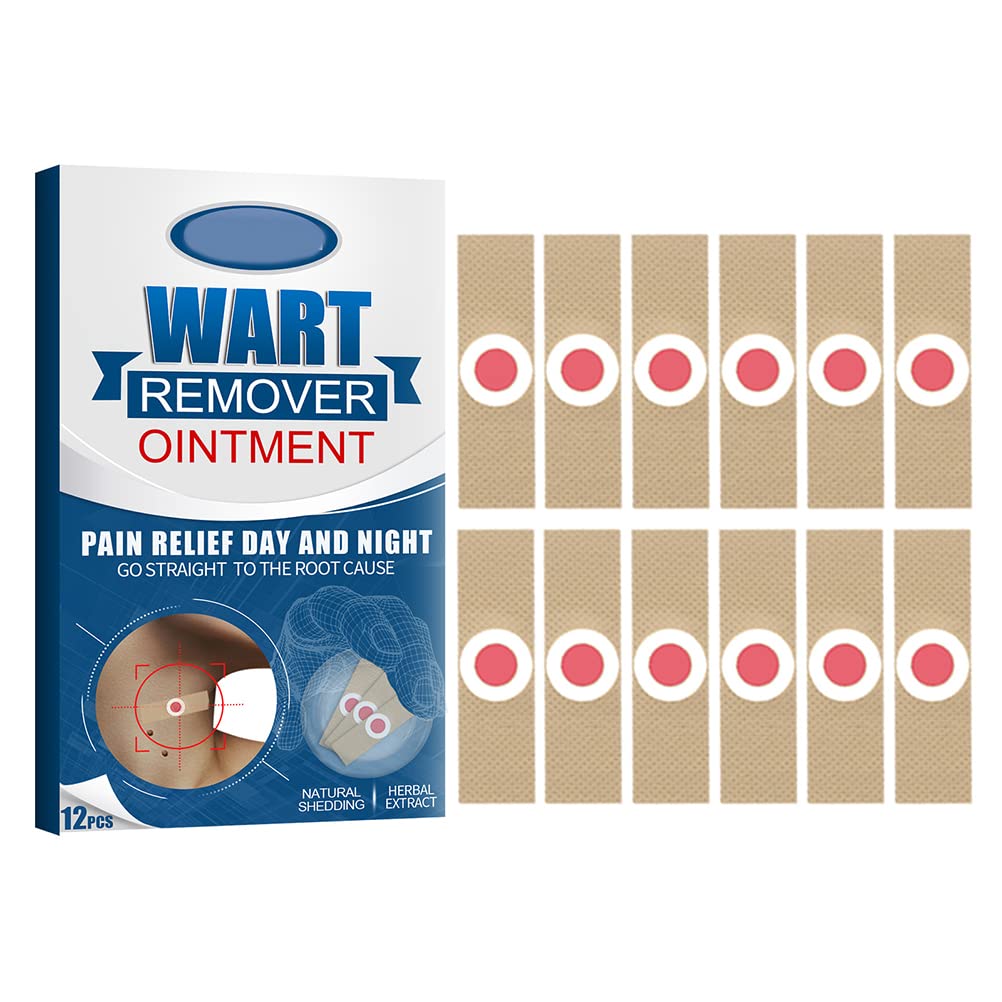12 Pcs Thin Skin Label Remover Patch, Wart Removal for Face & Body, No Scars or Moles, Easy & Safe Wart Remover Pads (1)