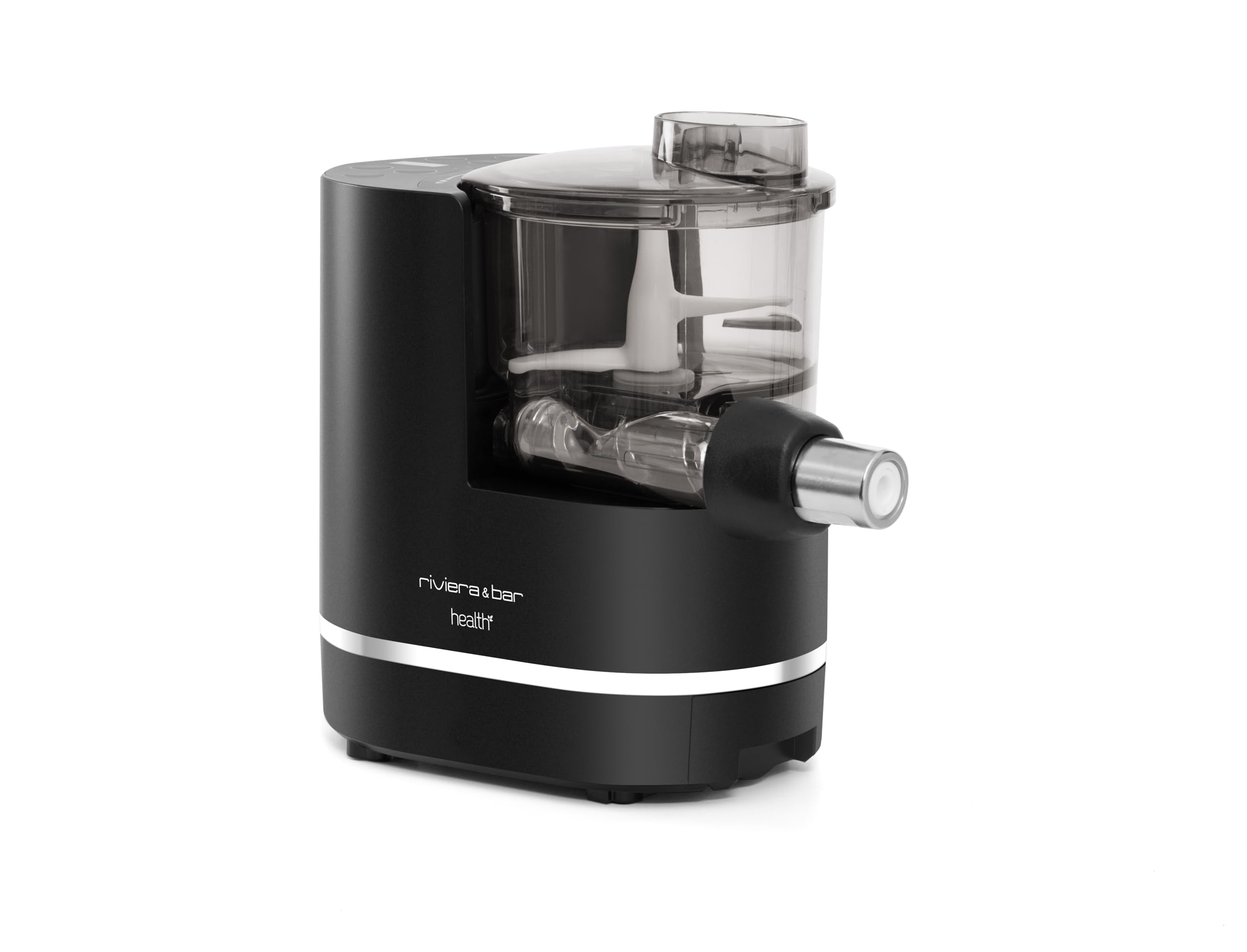 riviera&bar Machine à Pâtes - Balance Intégrée, 220W, 2 Programmes Automatique/Semi-Automatique - 8 Types de Pâtes, Programme Sans Gluten - Sécurité Avancée, Nettoyage Facile - Noir