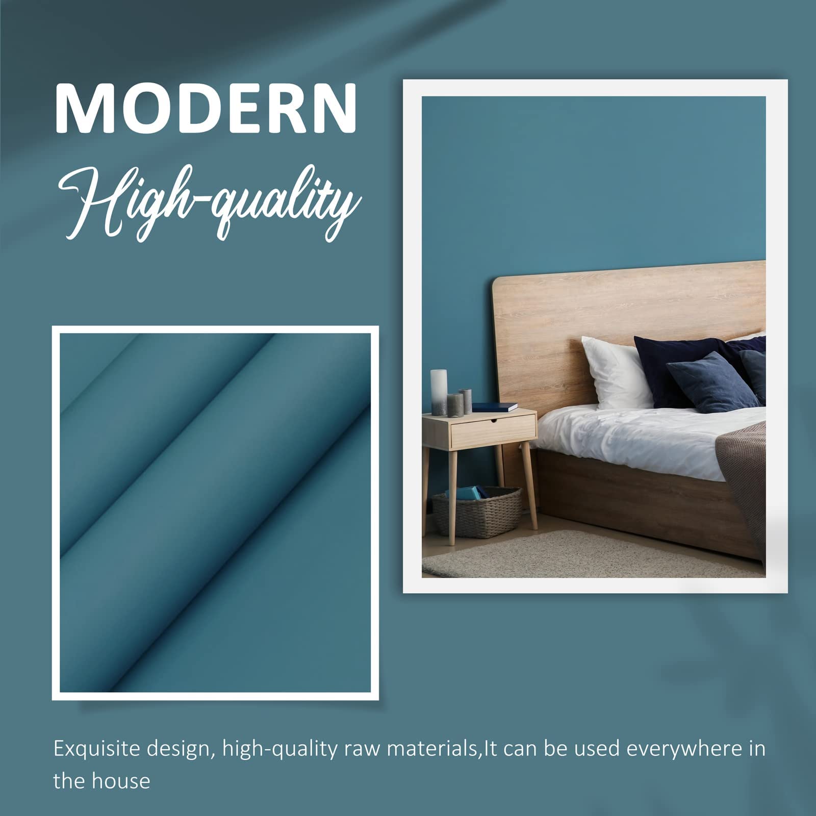 Blue Wallpaper 23.6"x394" Contact Paper Dark Blue Peel and Stick Wallpaper Solid Textured Vinyl Film Self Adhesive and Removable Wallpaper Waterproof Wall Coverings Shelf Home Decorative