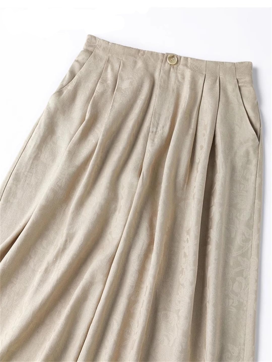 Fnfmrfmr Pantaloni larghi da donna in seta tinta unita a vita alta da ufficio casual