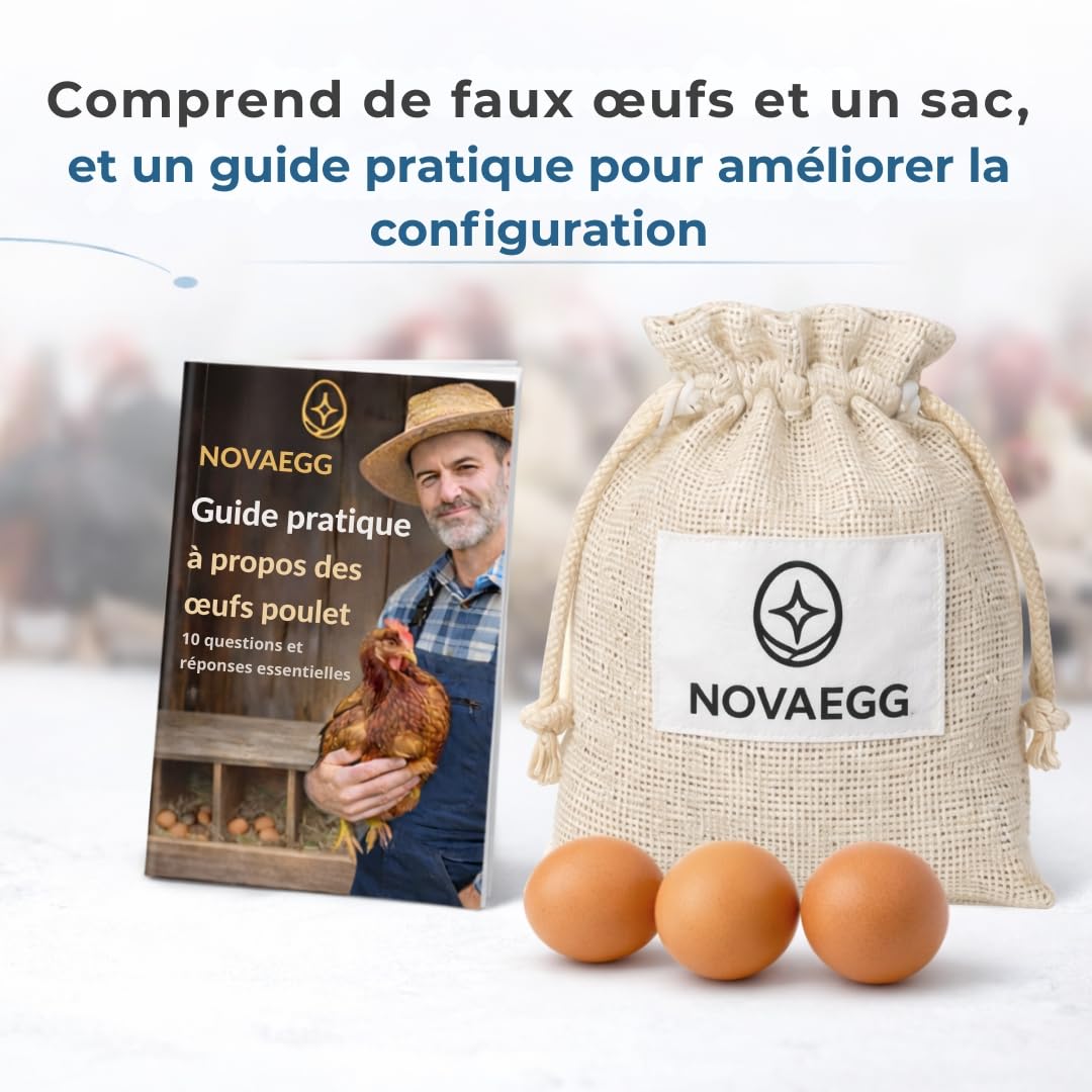 Pondoir pour Poules avec 3 Faux œufs, Sac en Tissu pour œufs, Manuel et Guide d'incubation - Nid Poules pondeuses - Poulailler pondoir résistant | Sac en tissu pour œufs, manuel inclus, guide d'incubation, résistant et facile à nettoyer