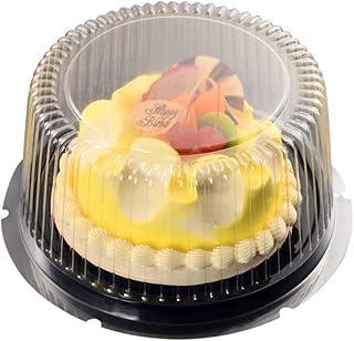 STOBAZA 20PCS 8 Inch Cake Container with Clear Lid Plastic Cake Carrier Cake Holder for Transport, Storing, Displaying Cakes