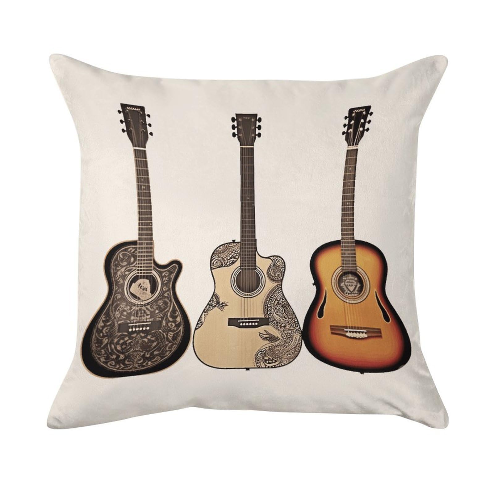 FekiLoot Guitar Pillowcase Velvet Throw Pillow Cover Ultra Soft Lumbar Pillow Shells Square Cushion Cases with Zipper Luxury Cozy Pillows Shams for All Seasons