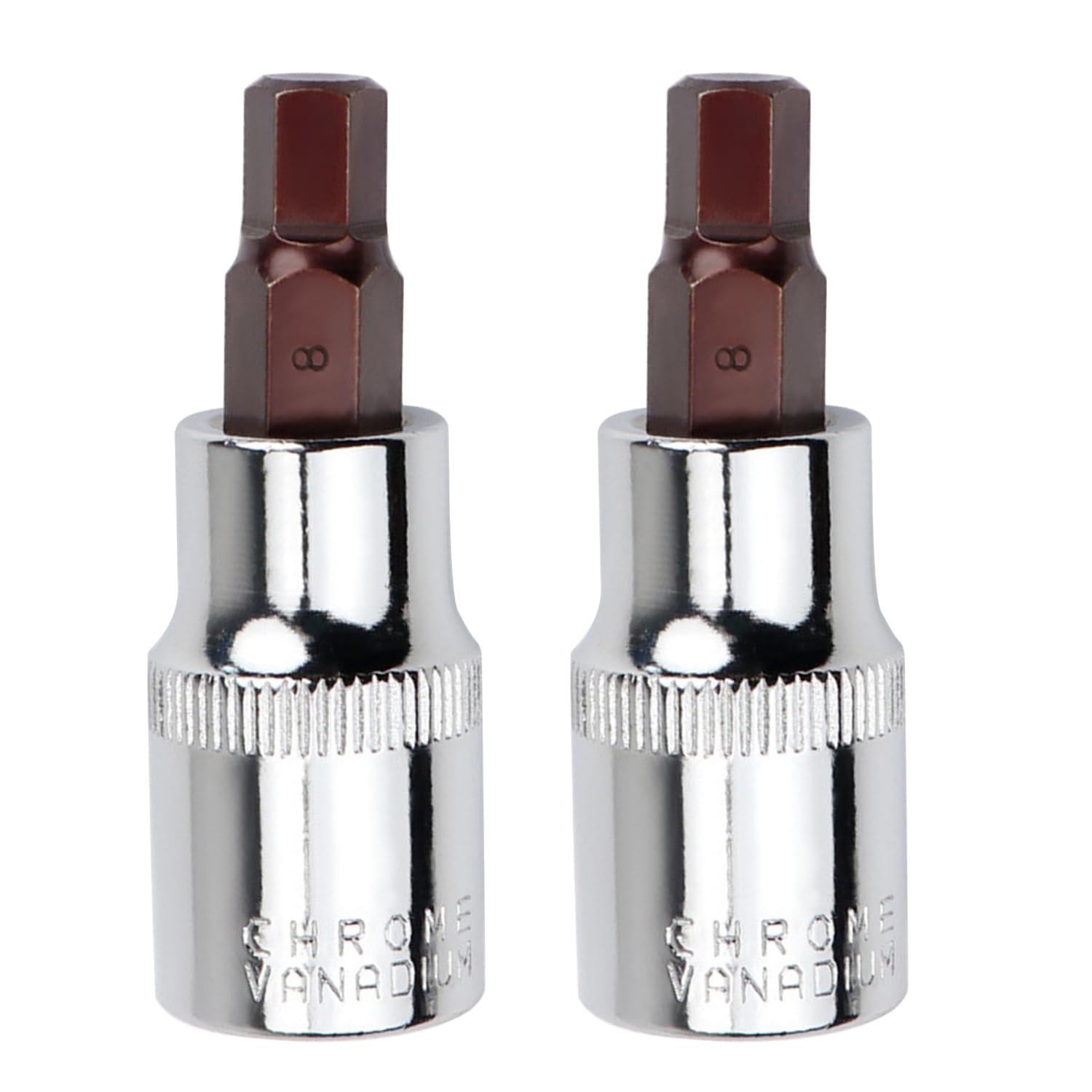 2PCS Juttzzei Hex Bit Socket, 1/2" Drive x H8 (8mm) Allen Key Socket
