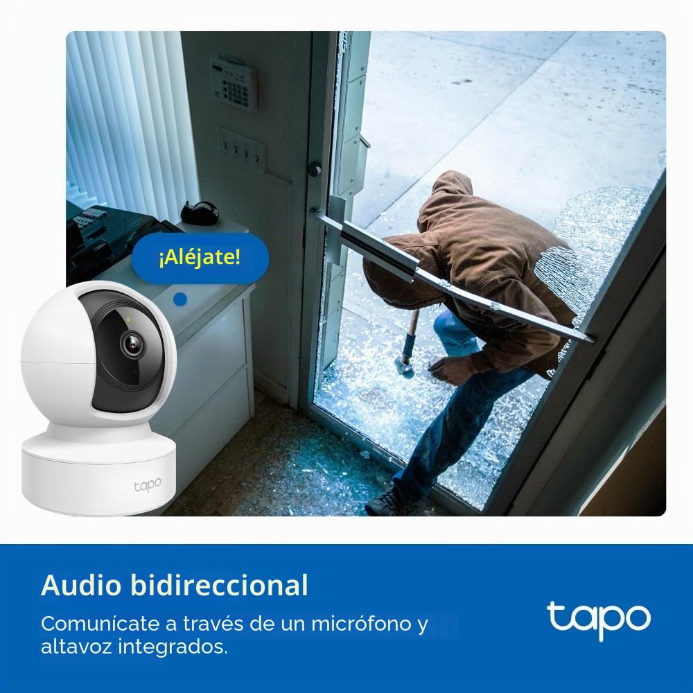 Tapo C202 - Cámara de vigilancia WiFi 360° HD 1080p, Seguimiento de Movimiento, visión Nocturna, Audio bidireccional, Compatible con Alexa y Google Assistant
