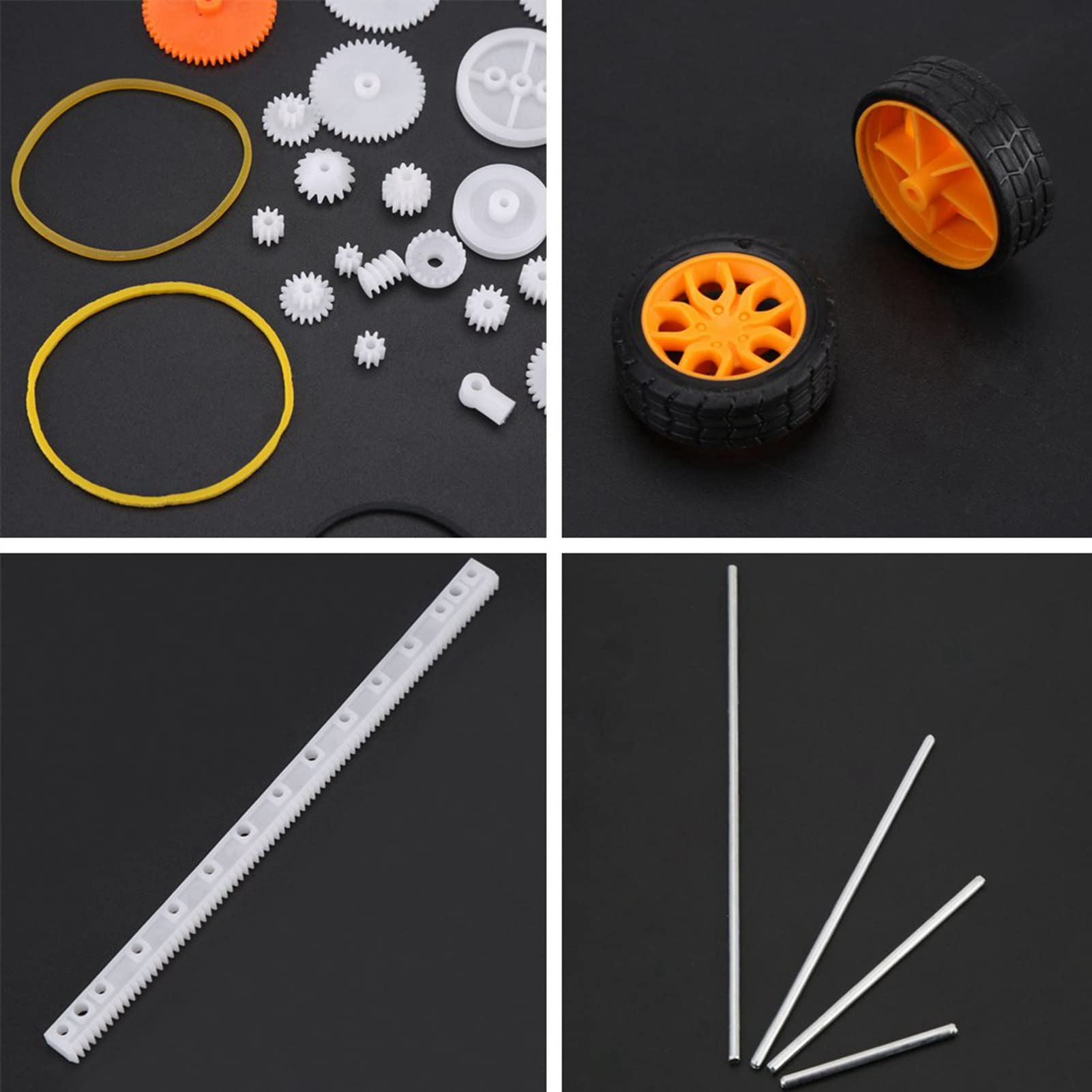 Kit 80 Pièces Engrenages Plastique & Accessoires - Roues Dentées, Poulies, Courroies, Axes Pour Robot, Modélisme & Bricolage