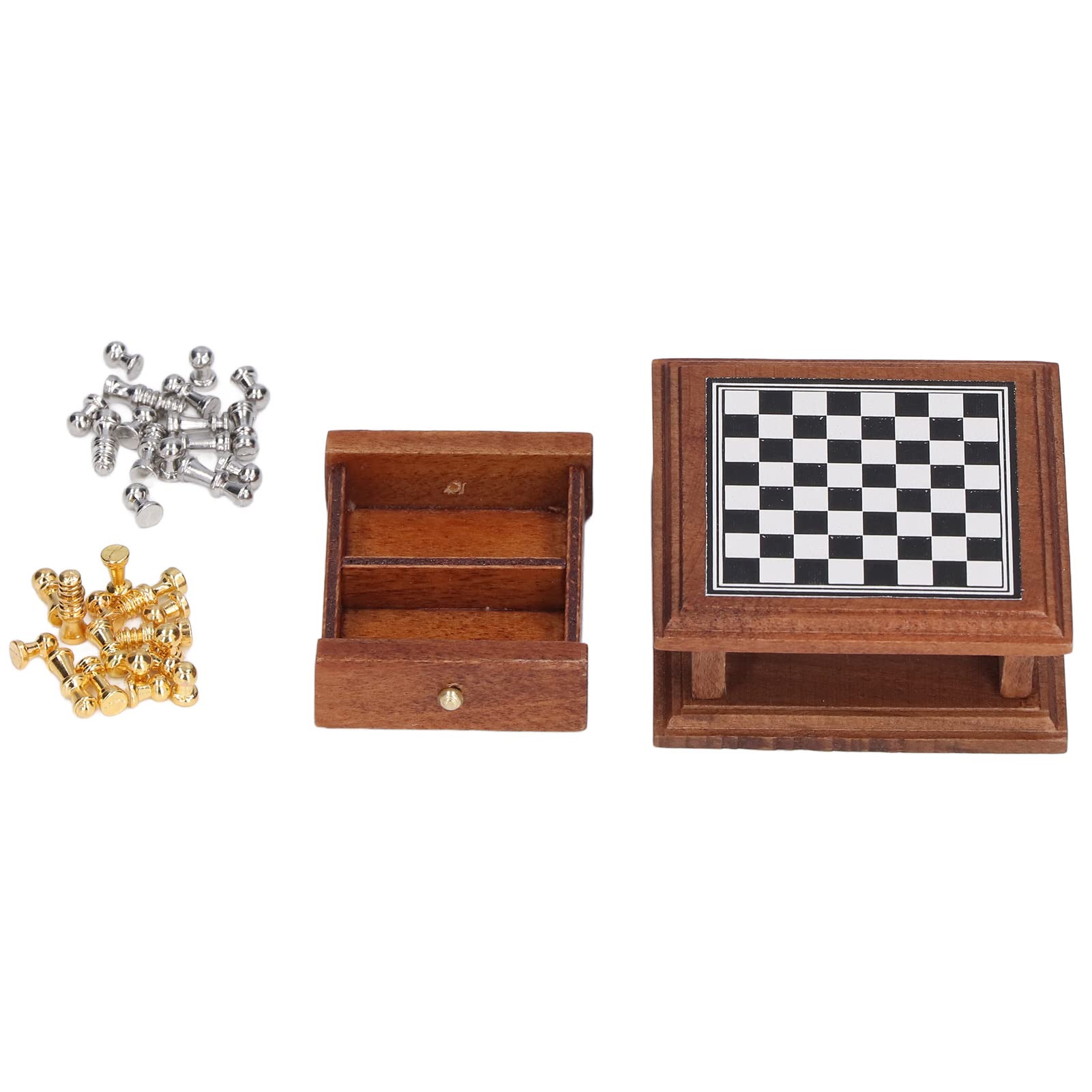TIESOME 1/12 Miniatur Schachbrett Schachspiel Holz  Produktbild-Vorschau 3