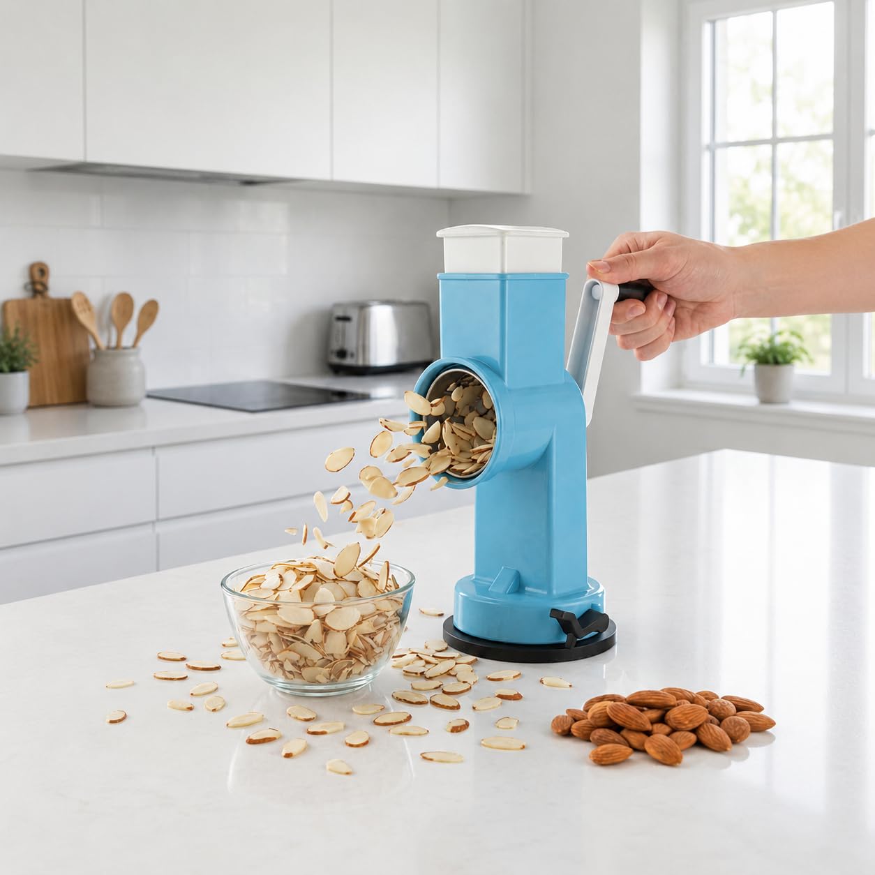Leavens Dry Fruit Cutter with Handle, Slicer, Grater, Grinder with 2 Blades for Slicing and Grinding for Almonds, Cashews etc. (Stainless Steel, ABS Plastic, 1 Slicer Blade and 1 Grater Blade)-image-41