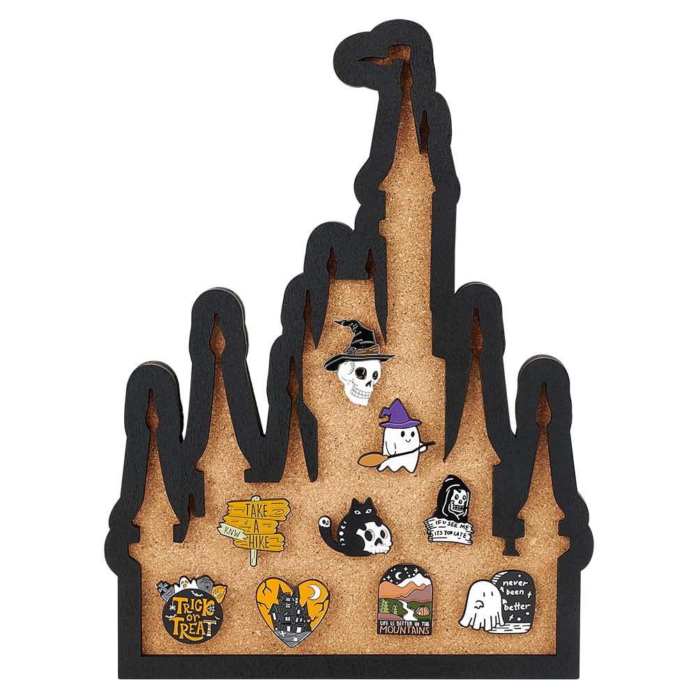 BENECREAT Pin Board Castle Cork Board Bulletin Display Board, 0.8"/20mm Thick Wall Mounted Cork Board for Brooch Pin Storage, Office Home and School Decor, 26.5x20cm