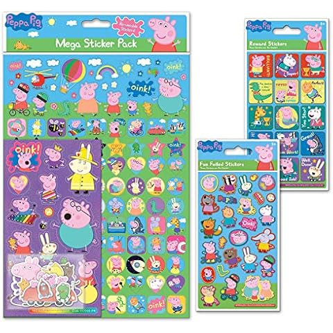 Peppa Pig Mega Sticker Collection | Big Bundle for Scrapbooking and Decoration | Reusable on Non-Porous Surfaces Cover