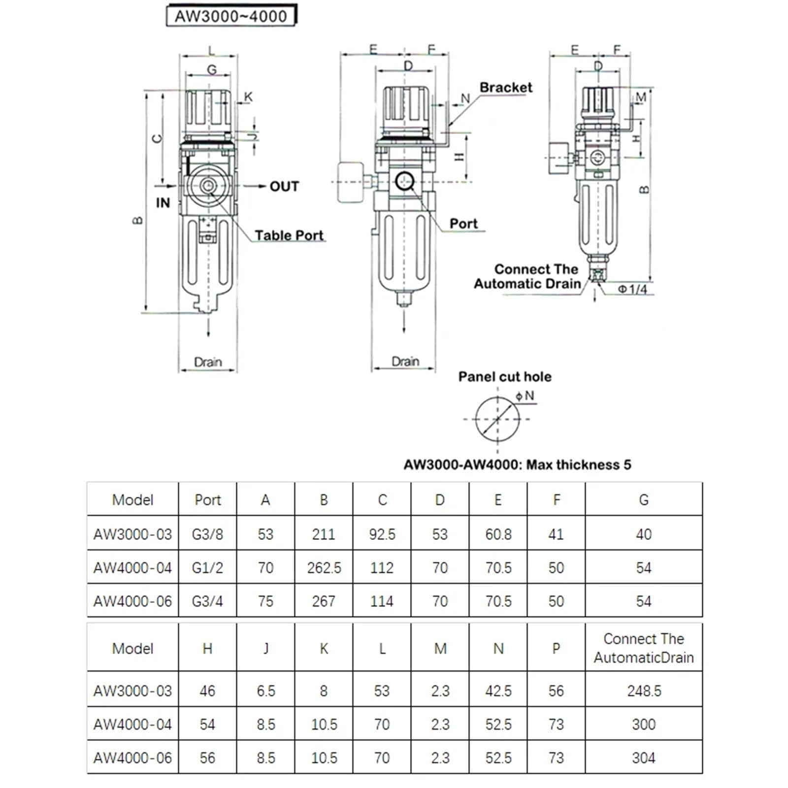 1 szt. AW2000-02 AW3000-03 AW4000-04 AW4000-06 AW5000-06/10 regulator ciśnienia filtr pułapki oleju do sprężarki powietrza (włókno AW2000-02, automatyczny)