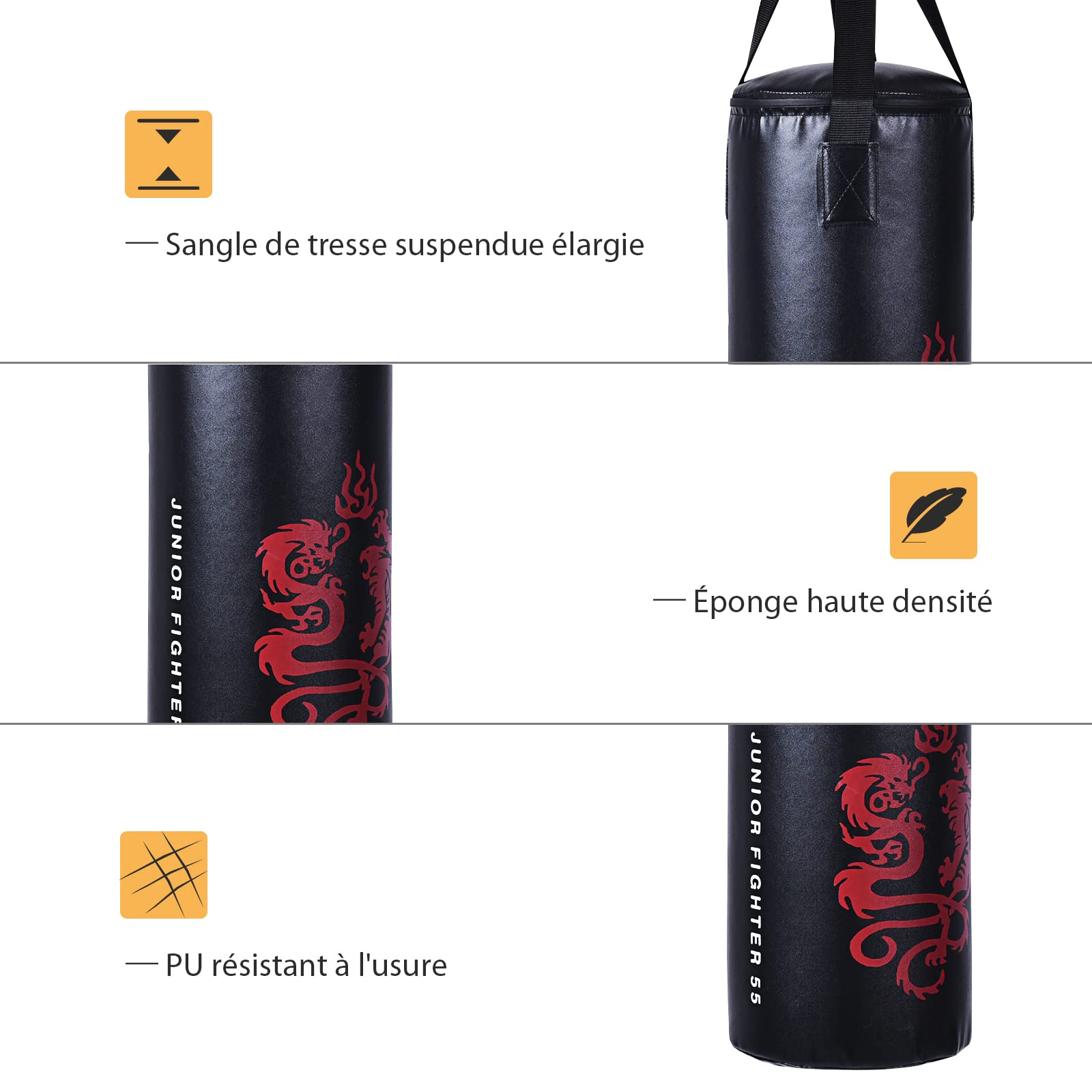 GYMAX Sac de Frappe pour Enfants, Sac de Boxe Suspendu avec Gants de Boxe & Corde à Sauter & Sac de Transport, Remplissable de Sable