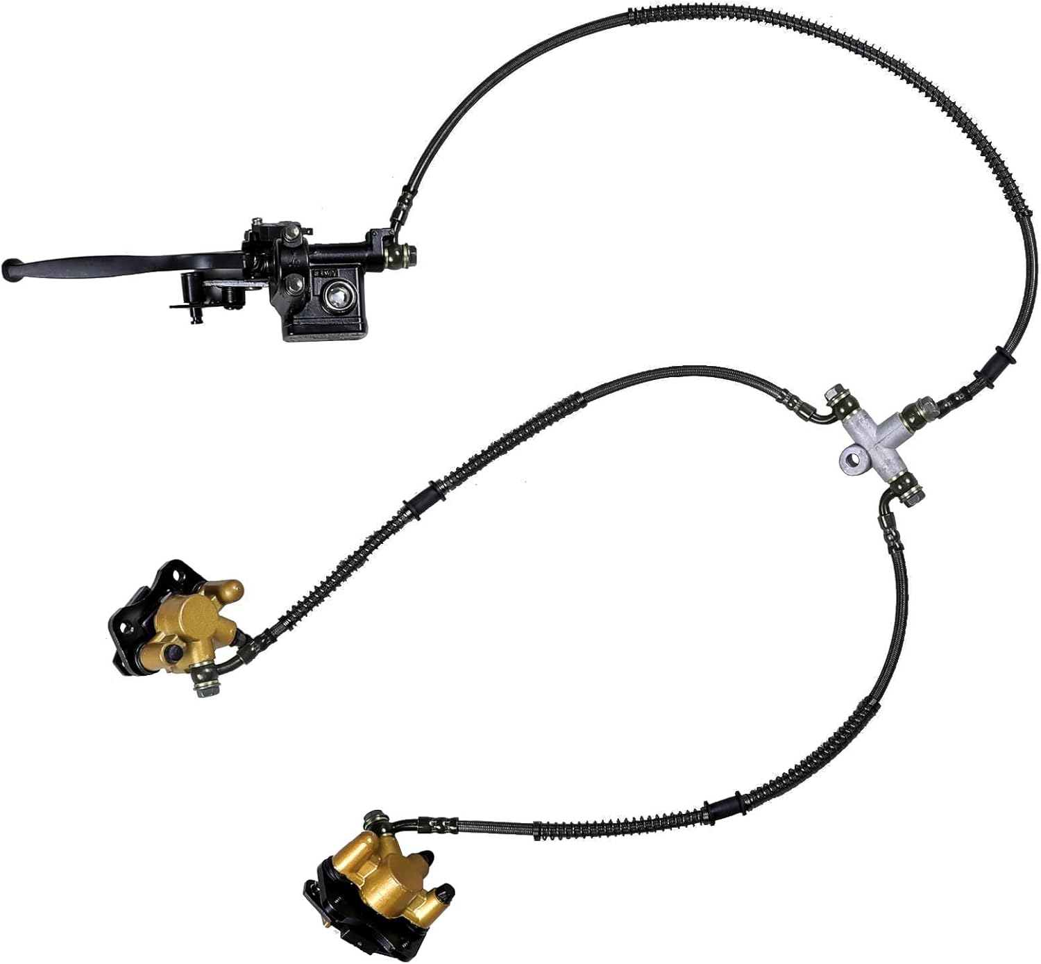 4 Stud Front Wheel Rim Hub + Steering Spindle Knuckle + Brake Caliper Master Cylinder + Brake Disc Rotors for DIY Parts ATV Quad Buggy Go Kart Golf Cart 110cc 125cc 150cc 200cc