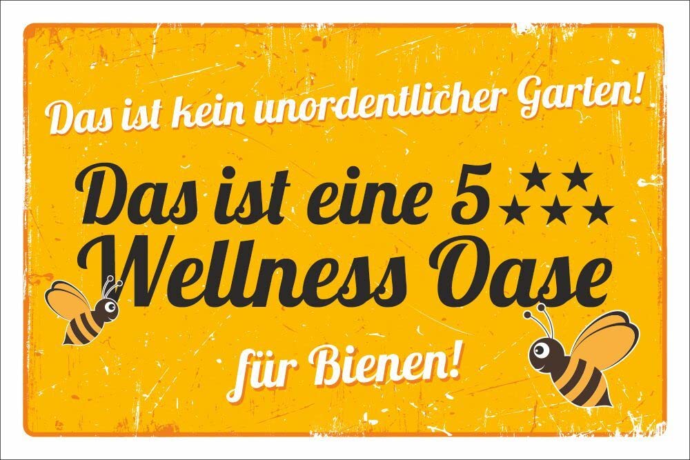 Alu-Schild 'Bienenwiese Insektenwiese Wellness Oase' – 450x300 Mm, Robustes 3 Mm Alu-Verbund Für Garten & Außenbereich