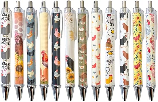 10PC Chicken Writing Pens Rooster Hay Chickens Lovers Ballpoint Lady Pen Office Supplies Pencils Bird Turkey Duck Roosters for Women Men Fun Themed Gag Gifts Gift Accessories Desk Decor Novelty