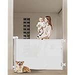Miumoon 200 inch Retractable Baby Gates 37 inch Tall, Retractable Gate with Reinforced Strip Design to Prevent Crawling Through, 16 FT Outdoor Retractable Gates, Extra Wide Retractable Gate for Garage