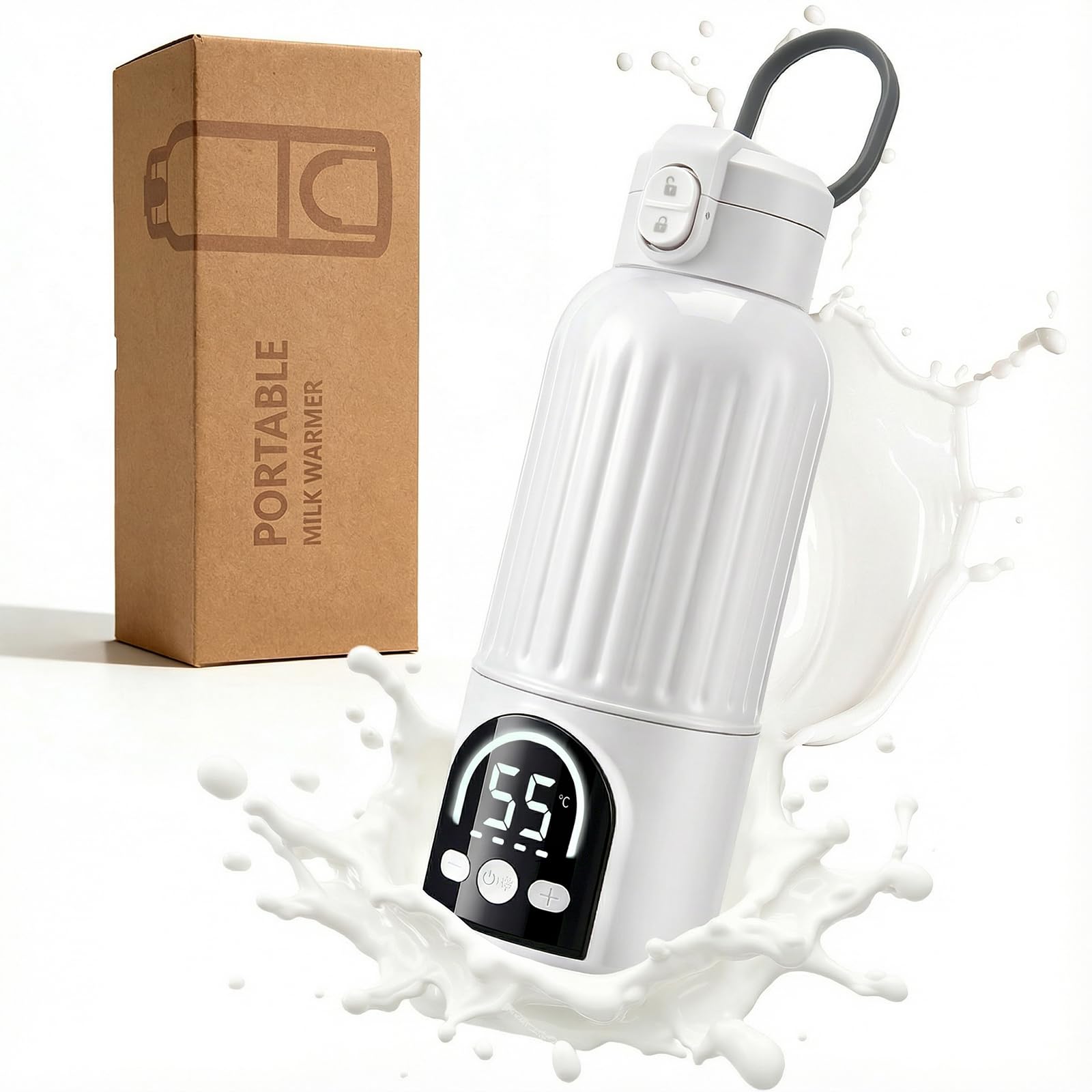 Calienta Biberones Portatil, Calentamiento Rápido (35-70 ° C),Calentador Biberones Portatil 500 Ml,Función De EsterilizaciónCalentador De Biberones Portátil Inalámbrico,Para Leche Materna,Agua,Noche