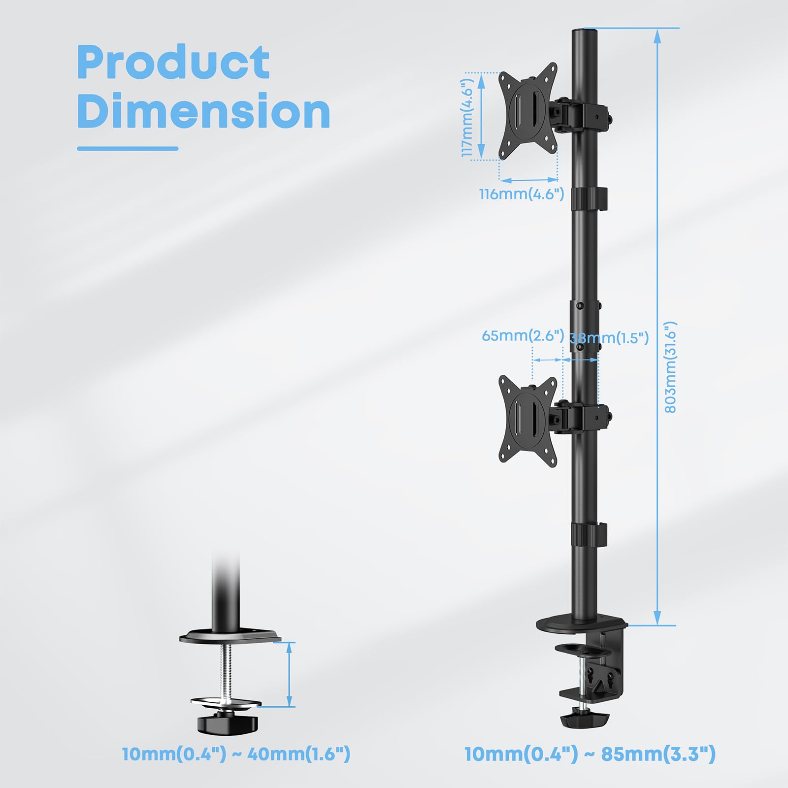Monitor bracket for 17-35 inches, 2 monitors open, max. 12 kg, WORLDLIFT 2 monitors height adjustable, VESA 100 x 100/75 x 75 mm