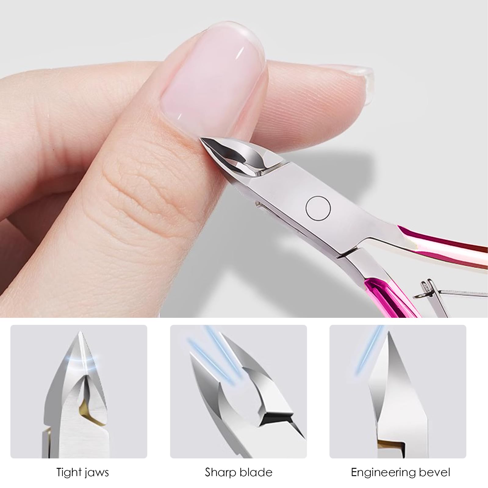 Nożyczki do skóry, Profesjonalne szczypce do skórek ze stali nierdzewnej, Różowy gradient, Pedicure i manicure