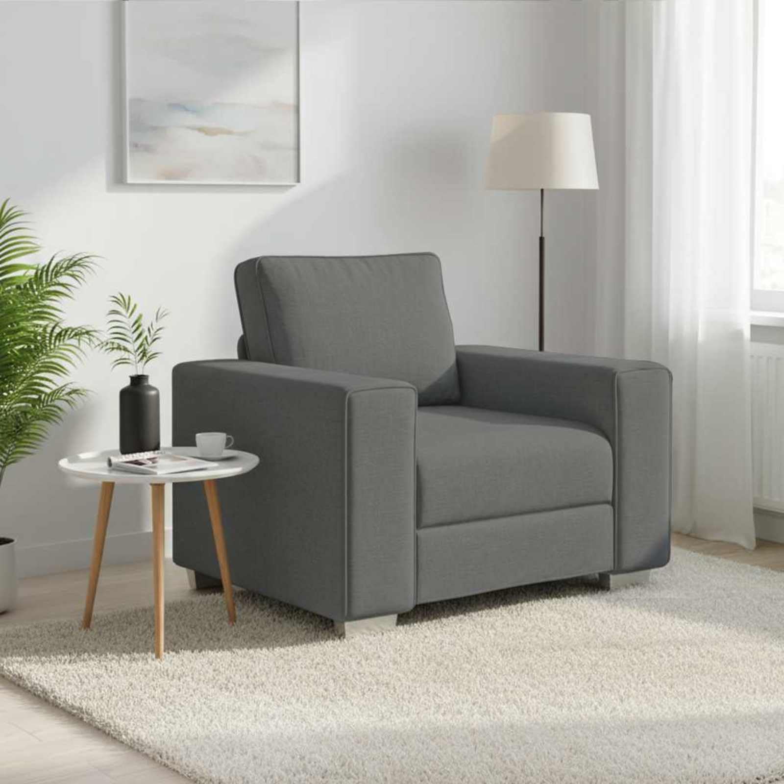vidaXL Poltrona Sofa Grigio scuro 100 cm Tessuto, Divano elegante, comodo, design moderno, forma rettangolare, cuscino in schiuma, rivestimento traspirante per soggiorno