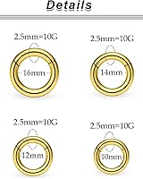 Vista 52 de Ocptiy 6G 8G 12G 14G 16G Anillos de tabique con bisagras Calibradores Túneles Tapones Pendientes Kit de estiramiento de acero quirúrgico con Juego