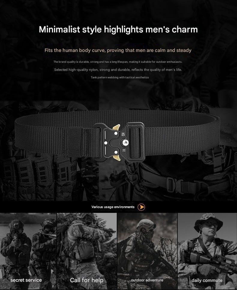 2-Pack Men's Tactical Military Belt with Quick-Release Metal Buckle 3type2