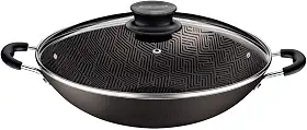 Wok Tramontina Paris em Alumínio com Revestimento Interno e Externo em Antiaderente Starflon Max Chumbo com Tampa de Vidro 32 cm 4,4 L