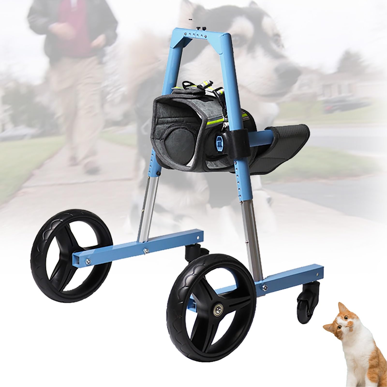 Silla de ruedas para perros ligera y ajustable de 4 ruedas con soporte de cadera XXL