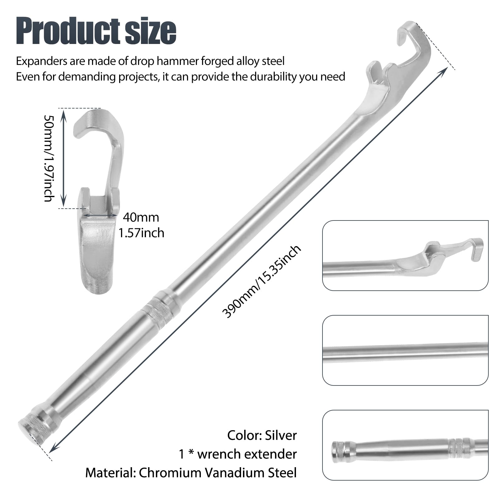 SHASUXTING 15 Inch Wrench Extender Torque Extension Leverage Tool, Torque Adaptor Wrench Extension, Universal Wrench Extender Extension for Mechanics, Garage Mechanics, Amplified Torque Handymen