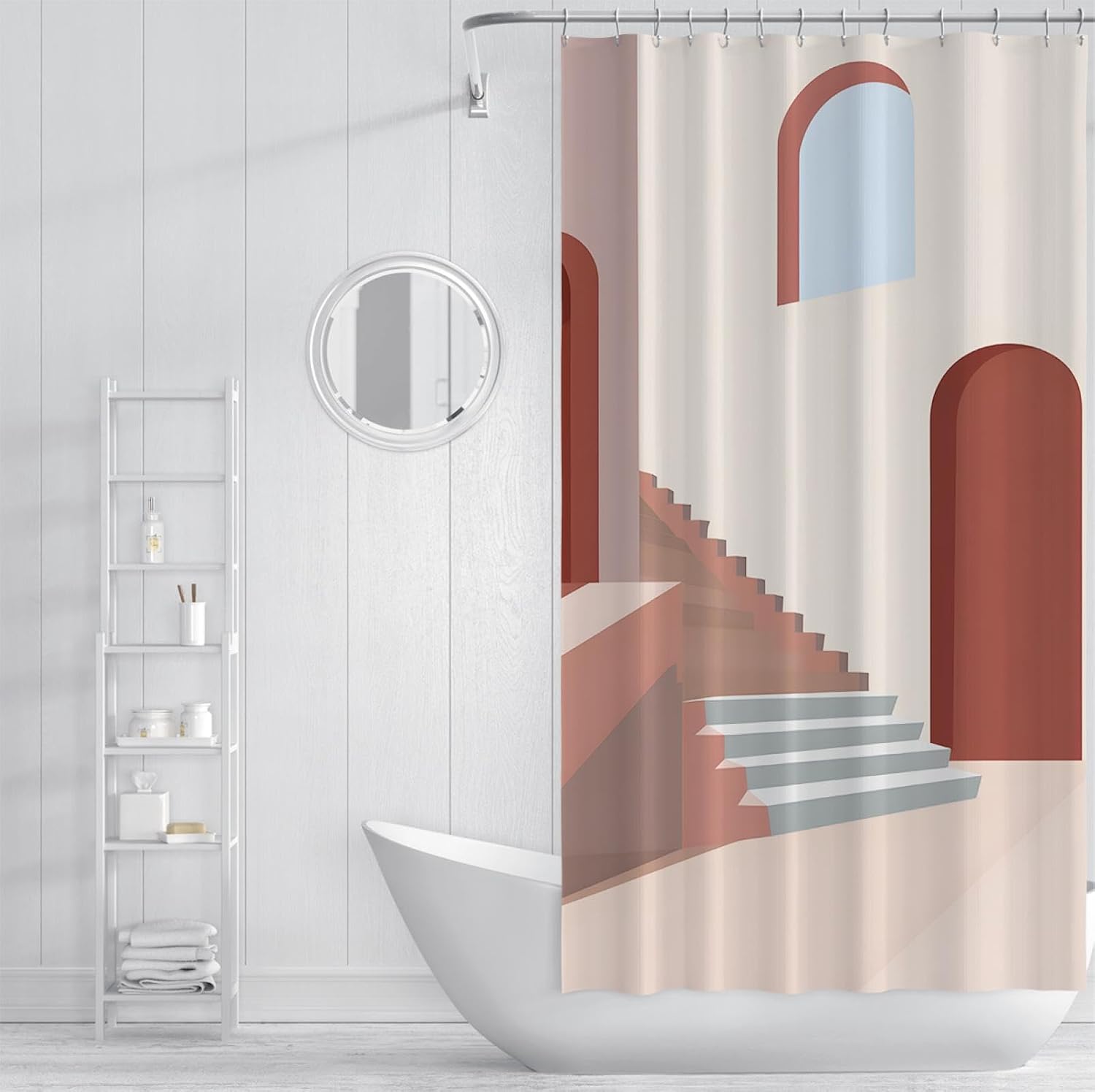 Pink Abstract Shower Curtain Gradient Color Stairs Shower Curtain Liner Bright Elegant Stall Shower Curtain Neutral Shower Curtain 78Wx54L (Colorful 78Wx72L)