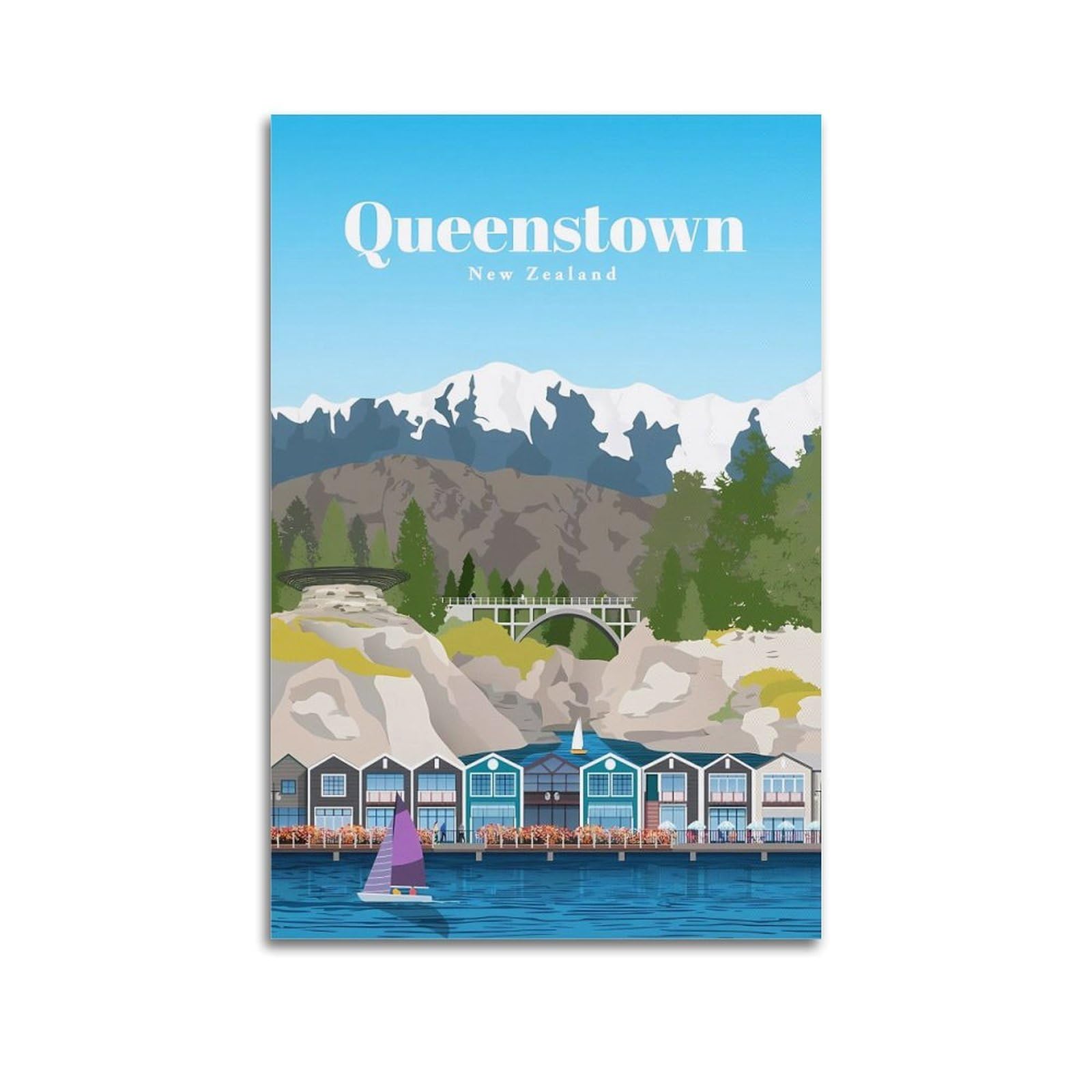 EZMLFA 5D DIY Diamond Painting Kit,Queenstown New Zealand Diamond Art Kits for Beginner,Gem Art Kits Round Drill for Home Wall Decor Gifts 40x50cm