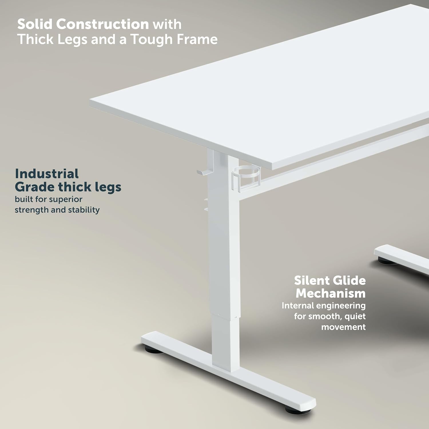 Jin Office Octave Neo Electric Height Adjustable Table| Standing Desk with 80 Kg Wt. Cap, 2 Year Warranty| Sit Stand Ergonomic Table with Memory Preset,Cup Holder| Stability Crossbar|White 1100*600mm 22 61YG93BfanL. SL1500