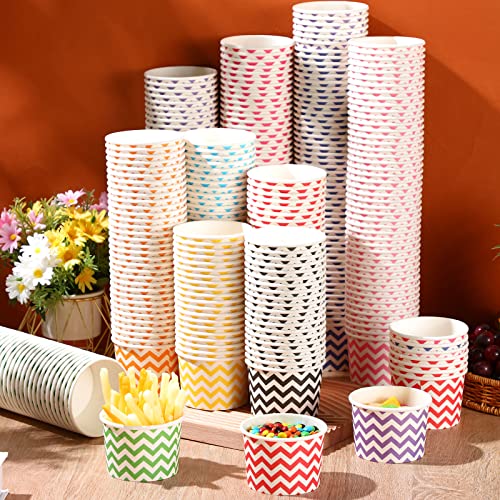 Image of Zeyune 500 Pack 8 oz Ice Cream Cups Disposable Bulk Ice Cream Sundae Bowls Paper Dessert Snack Frozen Yogurt Cups for Hot or Cold Food Wedding Baby Shower Birthday Bar Party Supplies, 10 Colors