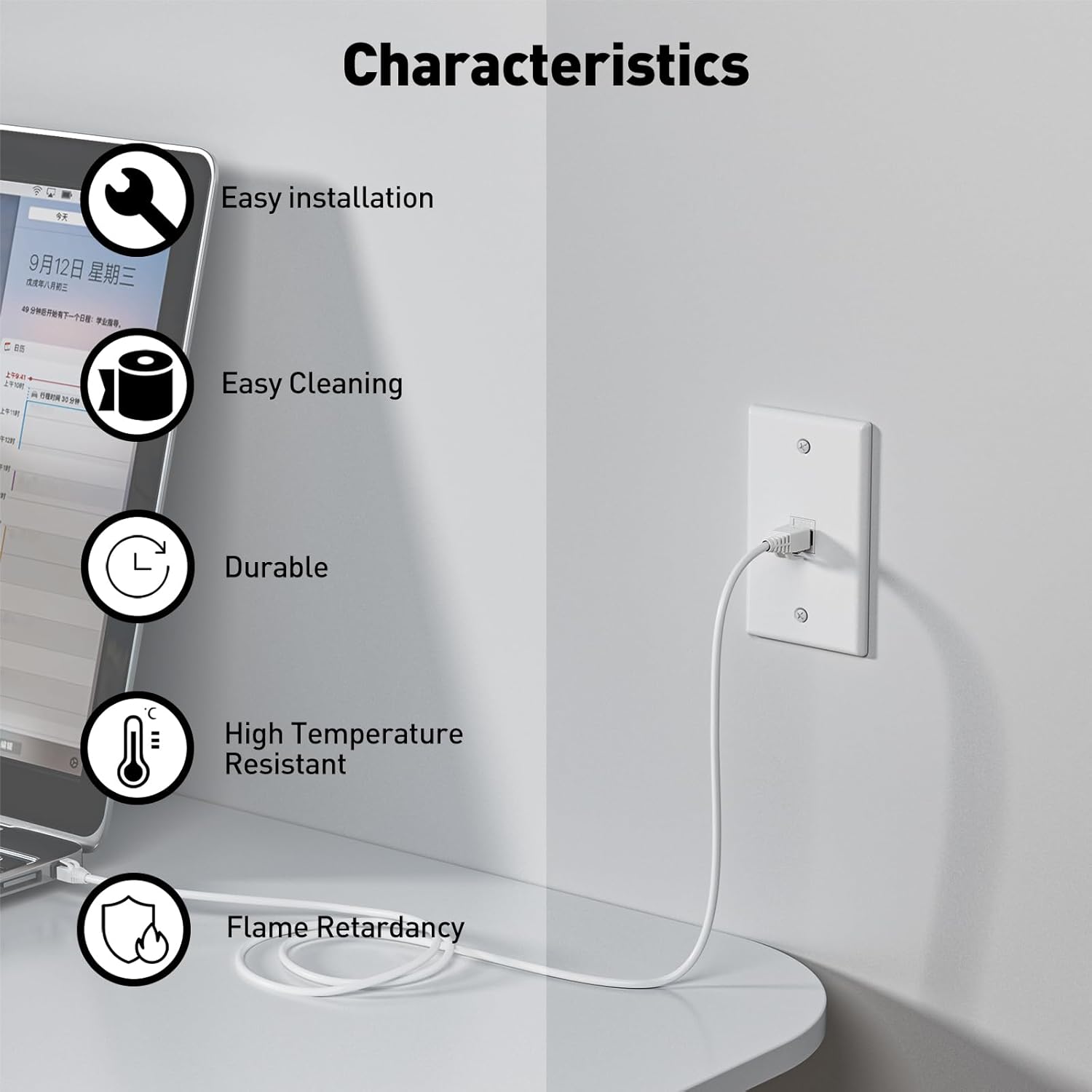 1 Port Keystone Wall Plate, 10-Pack Single Gang Matte Wall Plates for RJ45 Keystone Jack and Modular Inserts, White