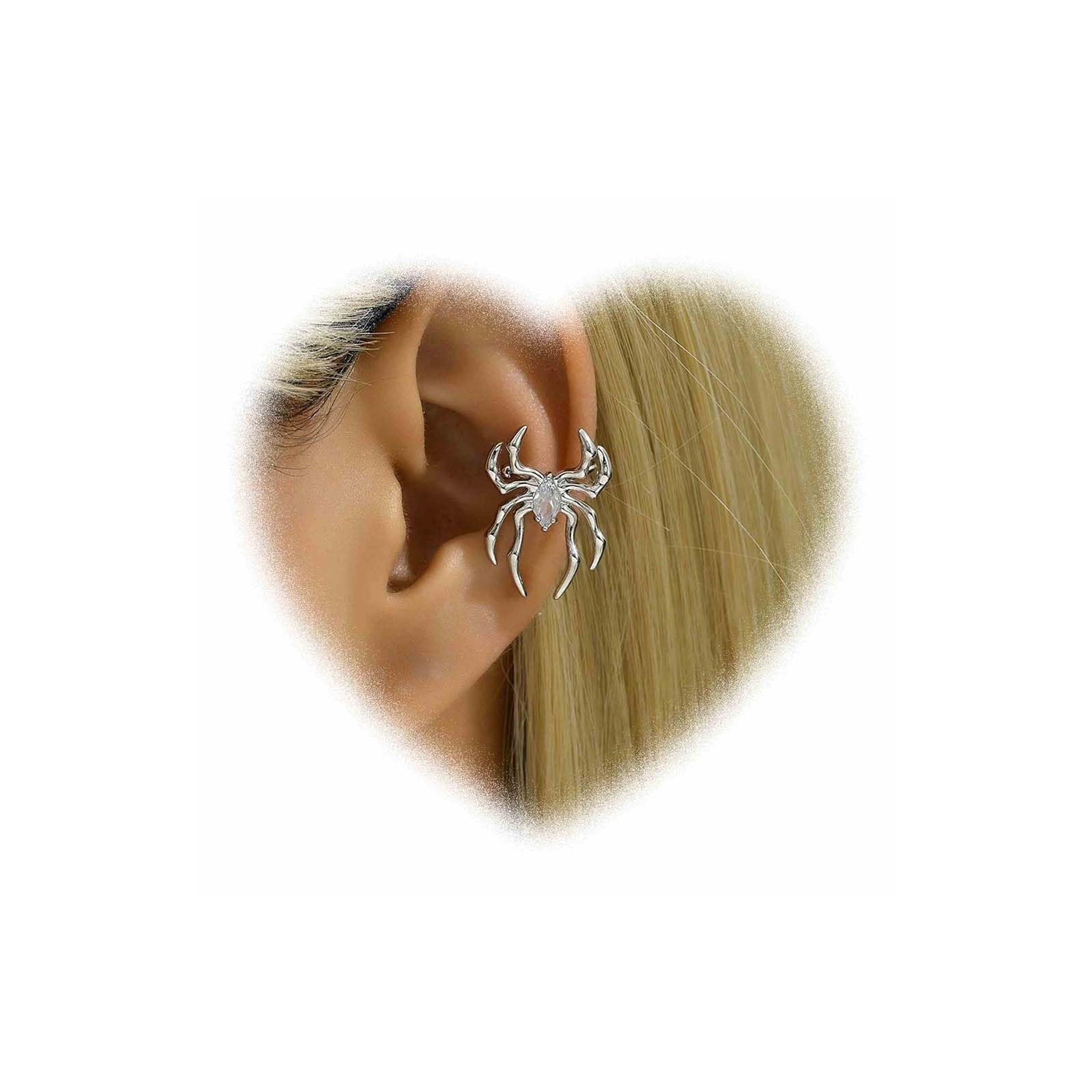 Orecchini A Ragno Gotico In Argento, Design 3D Con Cristalli Bianchi, Gioielli Esagerati Per Donna, Accessorio Cosplay Halloween
