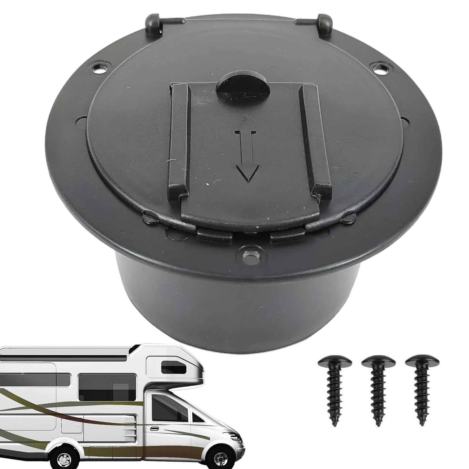 Rv Power Cord Hatch - Black Round Rv Cable Cover, Cable Pass Through Wire Organizer | Covered Power Cords Hatchs For Maintains Its Performance Even In Harsh Outdoor Conditions.