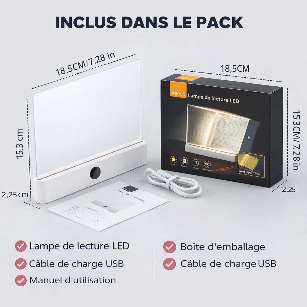 Générique Reading Lamp, Book Reading Lamp With 3 Colors And Timer, Reading Lamp Led Book Reading Lights, Adjustable Light Color And Rechargeable Function (2#)