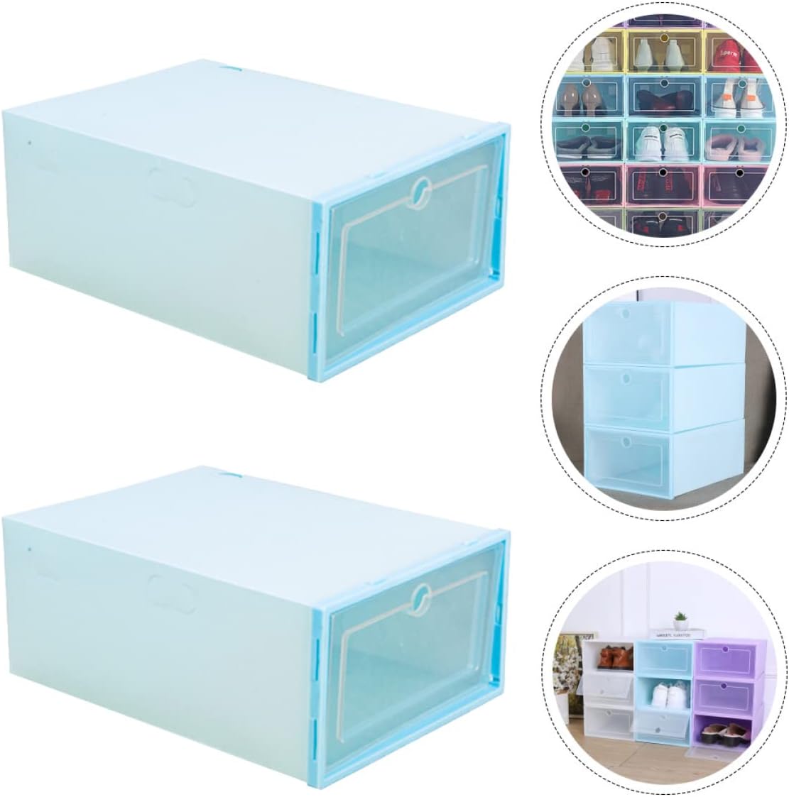 Stackable Shoe Storage Box 6-Pack Dustproof Shoes Organizer Hinged Lid Sturdy Plastic Container for Sneakers and Heels for Closet and Home Use