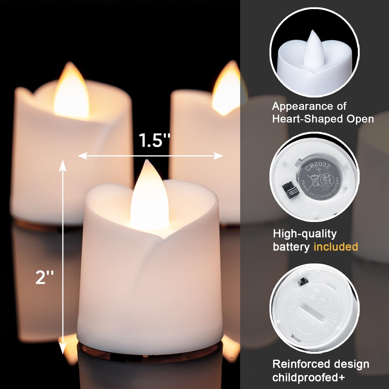 Homemory 48Pack Flameless Flickering Led Votive Tealight Candles,200+Hour Lasting Battery Operated Candles,Soft White for Valentine's Day,Wedding,Proposal Anniversary (White Base,Battery Included)