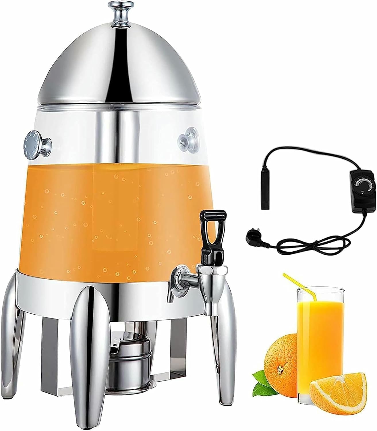 Stainless Steel/Pc Clear Electric Tea Urn Catehot Water Boiler, Commercial Beverage Coffee Chafer Urn Duty Large Hot Beverage Dispenser, for Hot & Cold Drinks/Transparent