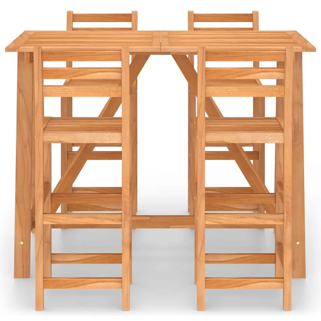 Juego de 5 barras de jardín de madera maciza de acacia con superficie resistente a la intemperie, incluye mesa y cuatro taburetes, ideal para terrazas, balcones y grupos de salón al aire