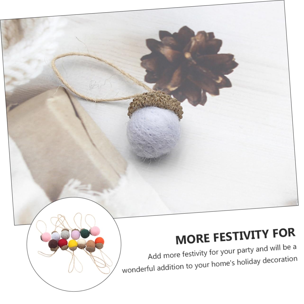 3 Set Di Decorazioni Natalizie in Feltro Di Lana Pigne Pendenti Decorazioni Festive 12 Pezzi * 3 Casuali