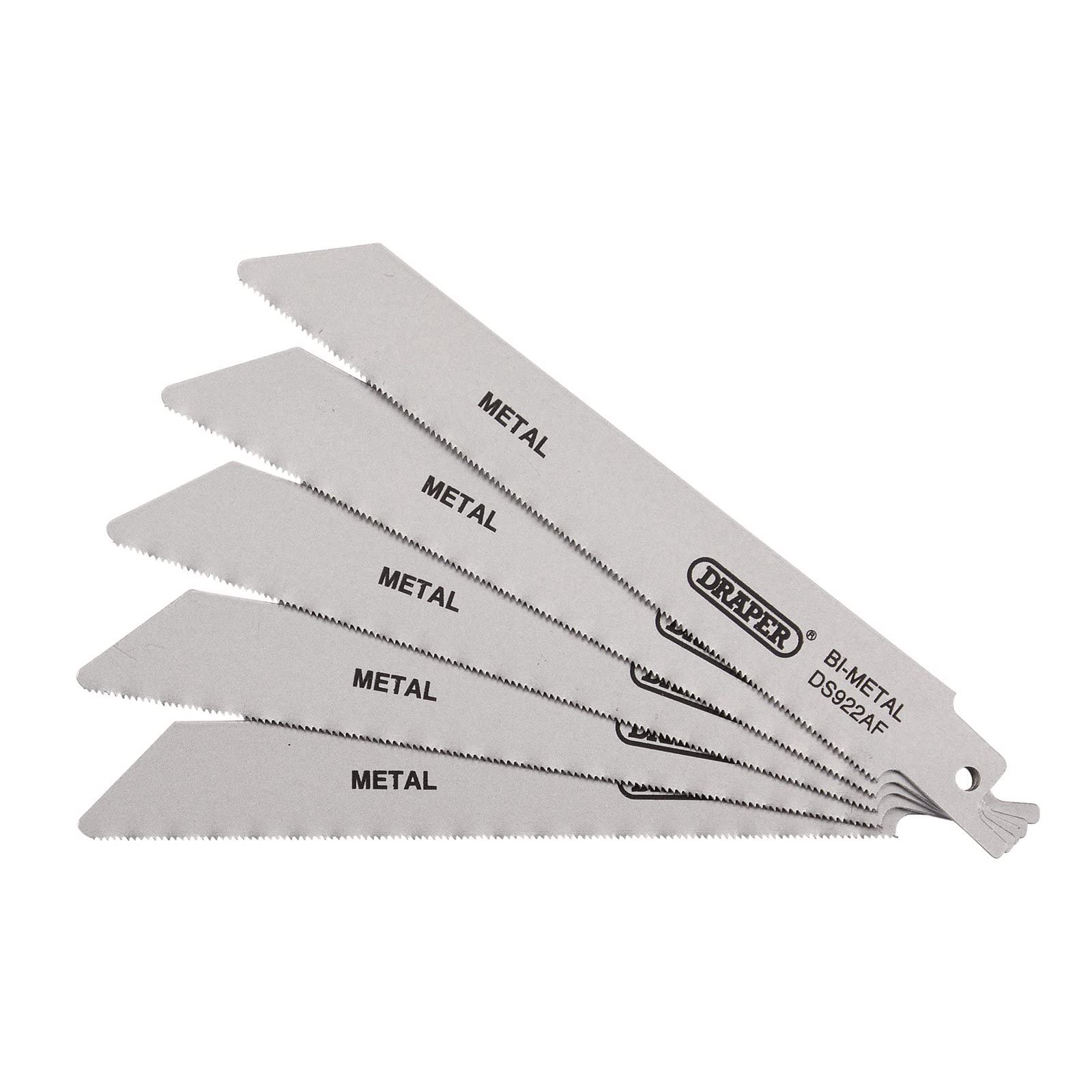 Draper Silver 43444 Bi-Metal Reciprocating Saw Blades For Metal, 150Mm, 24Tpi/25Ppi (Pack Of 5)