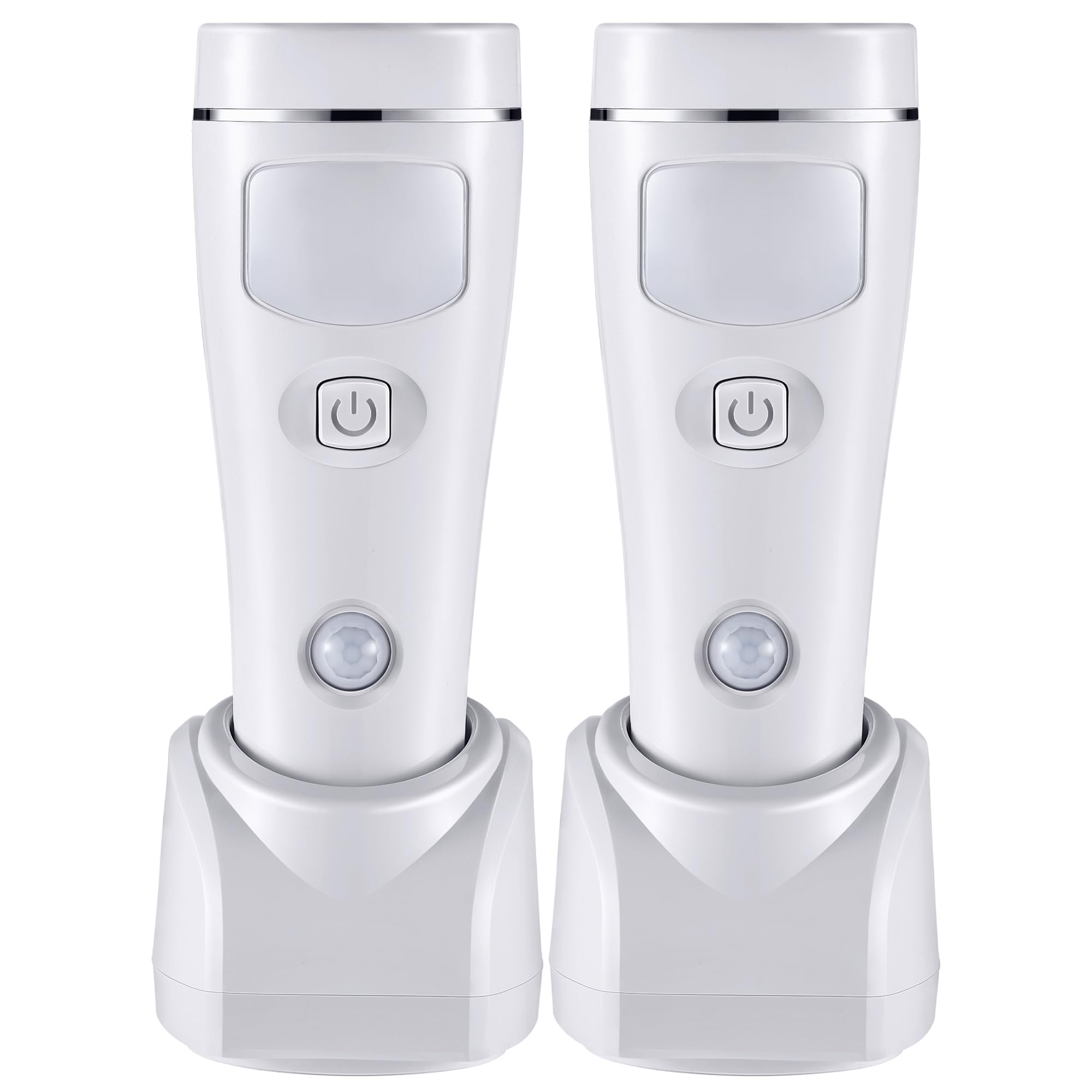 Enhon 4-in-1 LED Wiederaufladbare Steckdosen-Taschenlampen, 2er-Pack LED Notlichter für Stromausfall im Haushalt, Steckdosen-Notfallleuchte, Stromausfall-Lampe mit Bewegungssensor